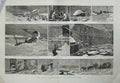 Original Old Antique Print Great Snowstorm 1881 London Bridge Lambeth Railway