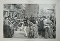 Original Old Antique Print 1893 Holiday Season Minstrels Train Seaside Victorian