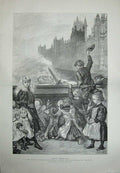 Old Antique Print 1894 Poor Children Westminster Bridge Steamboat Thames 19th