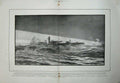 Antique Old Print 1892 Naval Manoeuvres Man-O-War Ship Night Attack Light 19th