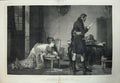 Original Old Antique Print 1876 Royal Academy Painting Woman Begging Mercy Man