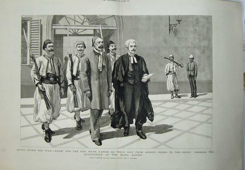 Antique Old Print Egypt War1882 Arabi Mark Napier Quadrangle Daira Sanieh 19th
