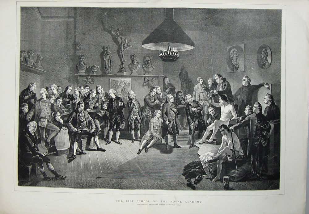 Old Antique Print 1872 Art Real Life School Royal Academy Painting Men 19th