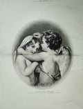 Original Old Antique Print 1877 Portrait Cupid Psyche Sheepshanks Art 19th