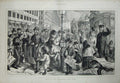 Old Antique Print 1872 Street Life Broadway New York America Tram Shops 19th