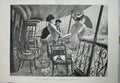 Old Antique Print Gallery H.M.S Calcutta Ship Portrsmouth Ladies Chairs