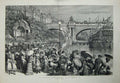 Old Antique Print Thames Embankment 1881 London Bridge River Boat Ship 19th