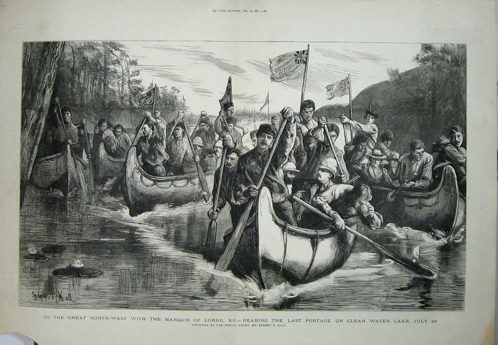 Old Antique Print 1881 Boat Race Marquis Lorne Clear Water Lake Hall Art 19th