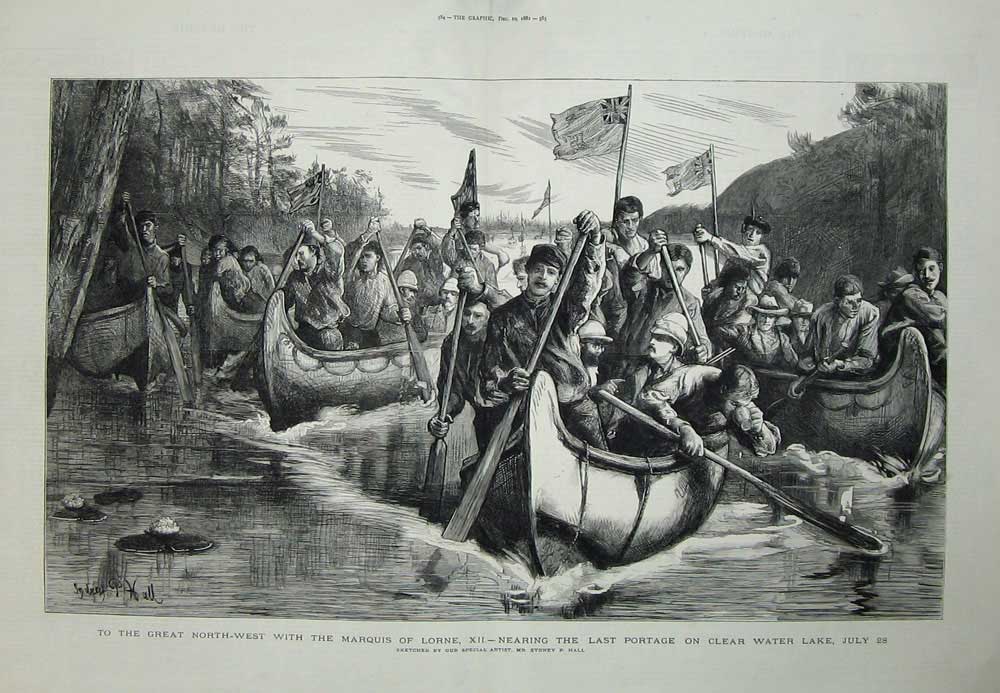 Old Print Ref.961 1881 Boat Race Marquis Lorne Clear Water Lake Hall Art