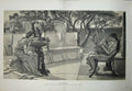 Old Antique Print 1885 Sappho Music Man Women Alma-Tadema Trees Fine Art 19th