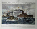 Old Vintage Print 1918 Seaplane Ship America Army Transport France Port 20th