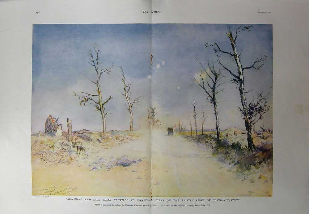 Old Vintage Print 1918 War French Dogs Neuville St. Vaast Communications 20th
