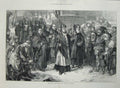 Original Old Antique Print 1872 Procession Holy Thorn Church People Priest Man