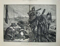 Original Old Antique Print 1878 War Injured People Siers Uniform Country Lane