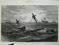 Original Old Antique Print 1875 Operations Wreck H.M.S Vanguard Ship Wreck Sea