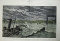 Original Old Antique Print 1880 Tay Bridge Disaster Steamer Ship Ruins Wreck