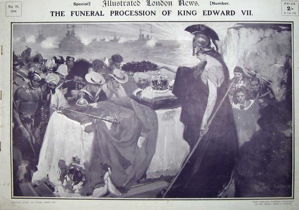 Original Old Antique Print The Funeral King Edward Vii 1911 Supplement Iln