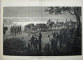 Original Old Antique Print 1879 Funeral Procession Horses Siers Coffin Prince
