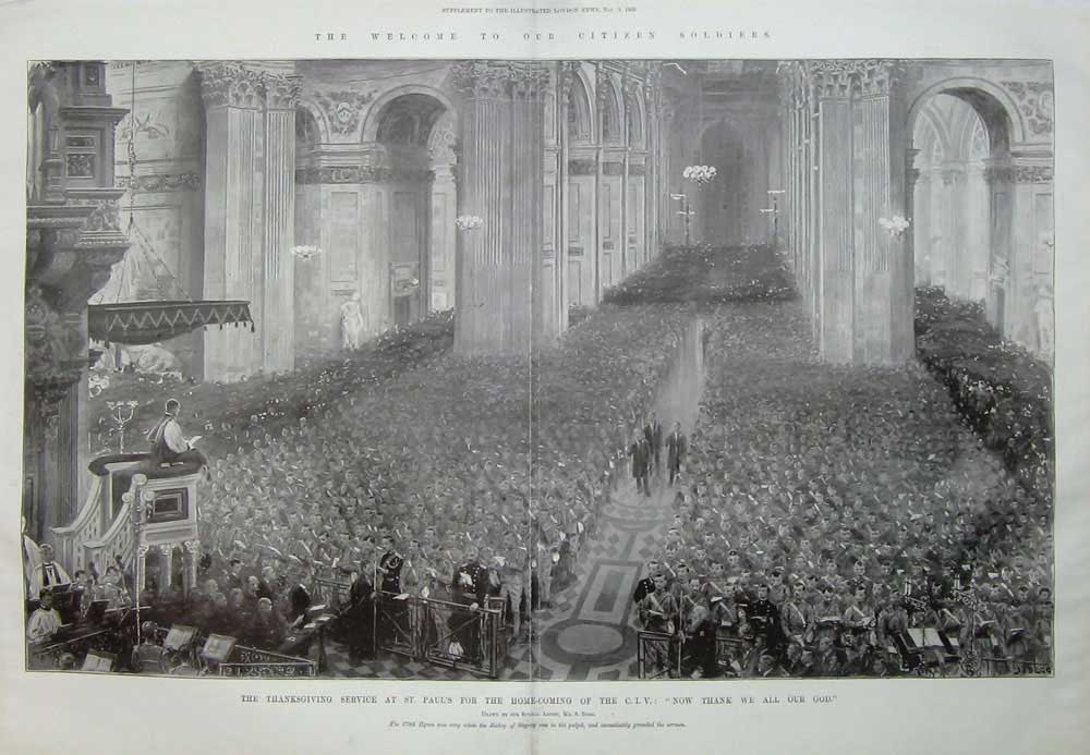 Old Antique Print 1900 Thanksgiving Service Paul'S Cathedral Siers Civ 20th