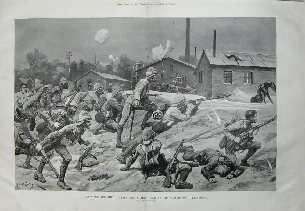 Original Old Antique Print 1900 War Siers Johannesburg Africa Horse Mafeking