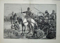 Original Old Antique Print 1883 War Soudan Parley Road Siers Weapons Horses