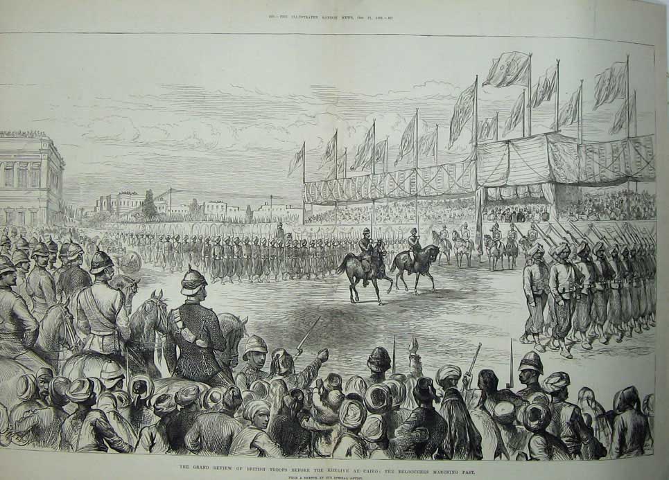 Old Antique Print 1882 War British Sier Khedive Cairo Egypt Beloochees 19th
