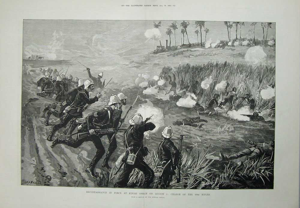 Old Antique Print Reconnaissance Force Kindji Osman 1882 Siers War Art 19th