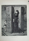 Old Antique Print Fyfe Fine Art 1882 Mother Little Girl Hide Seek House 19th