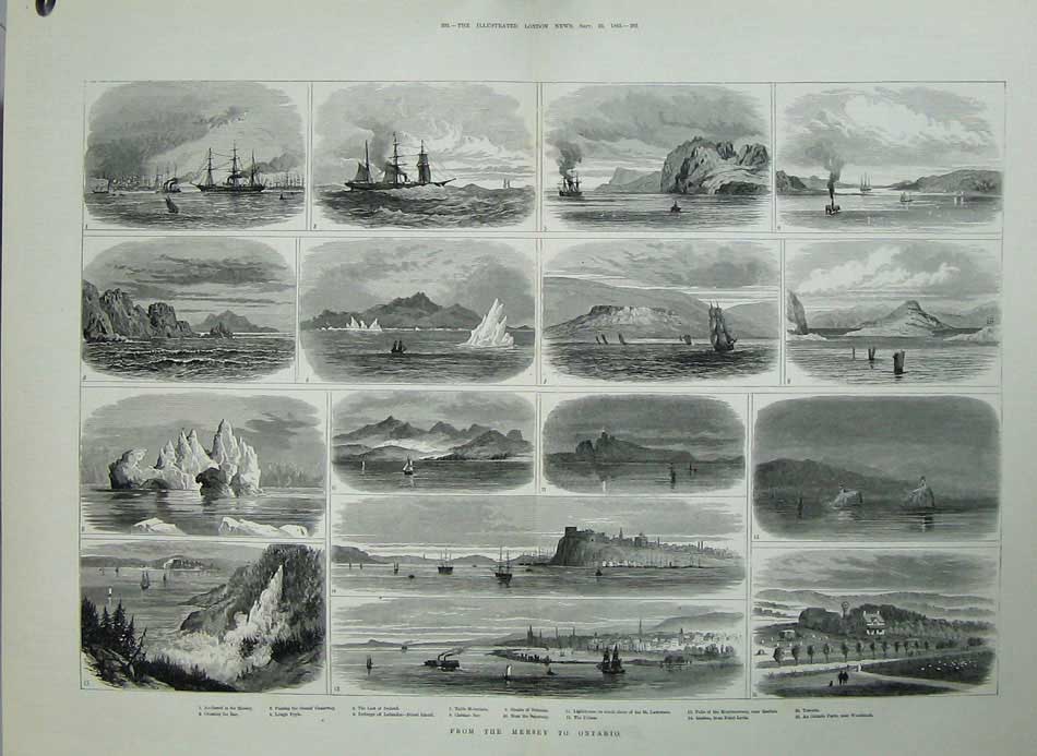 Antique Old Print 1883 Ireland Giant'S Causeway Foyle Quebec Ships Petrel 19th