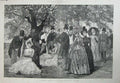Old Antique Print Garden Party Marlborough House People Trees Art 1888 19th