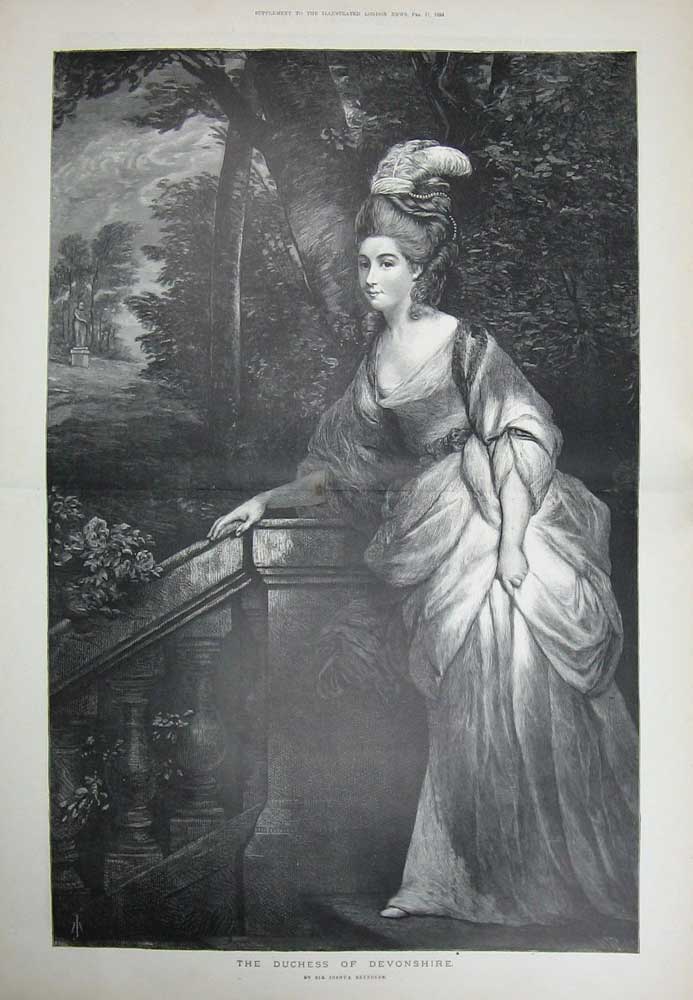 Original Old Antique Print Joshua Reyns 1894 Portrait Duchess Devonshire Art