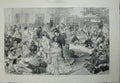 Original Old Antique Print Ascot Races Sport 1872 Luncheon Grand Stand People