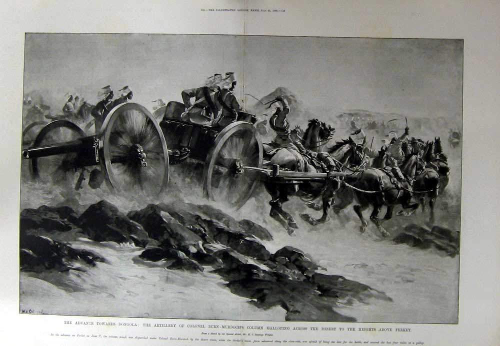Old Antique Print 1896 Dongola Artillery Colonel Burn-Murdoch War Ferket 19th