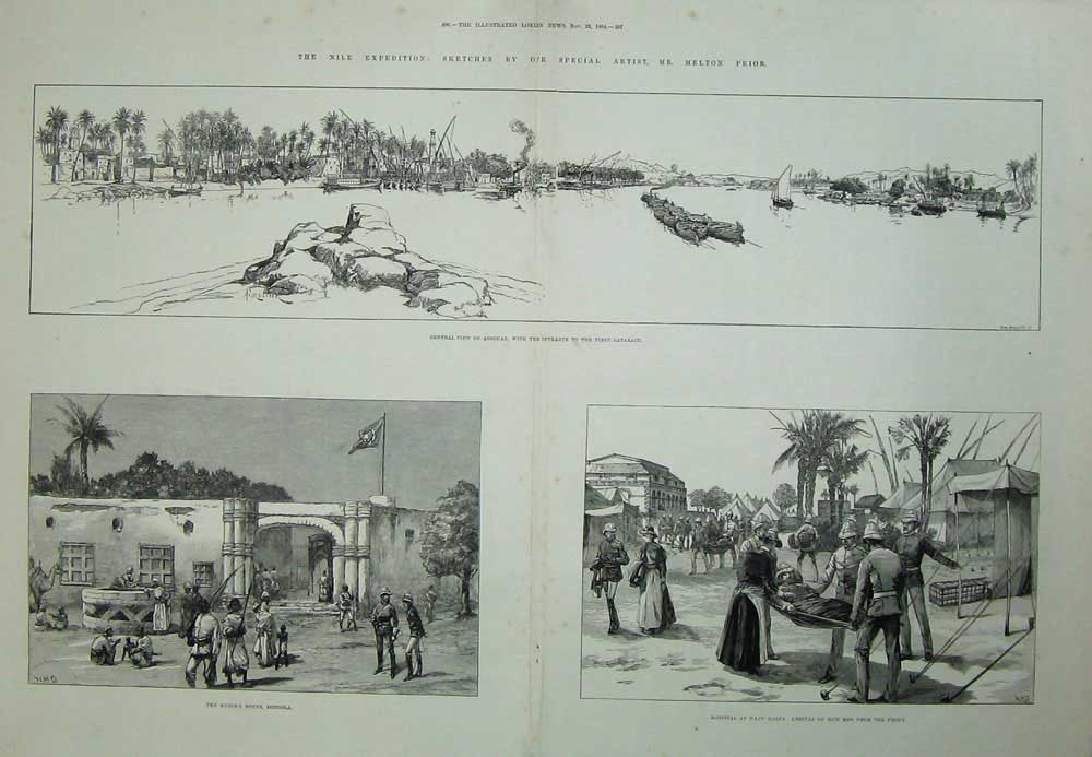 Old Antique Print Nile Assouan Cataract 1884 Wady Halfa Dongola War Army 19th