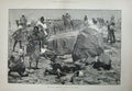 Old Antique Print 1884 Woodville Art Soudan War Water Pool Desert Army 19th
