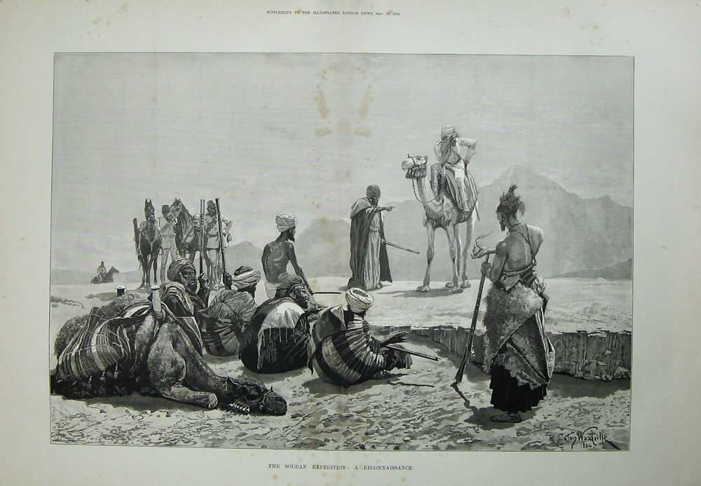 Antique Print *3507 1884 Soudan Expedition Reconnaissance Camel Desert Art