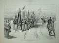 Old Antique Print 1882 Procession Holy Carpet Great Square Cairo Egypt 19th
