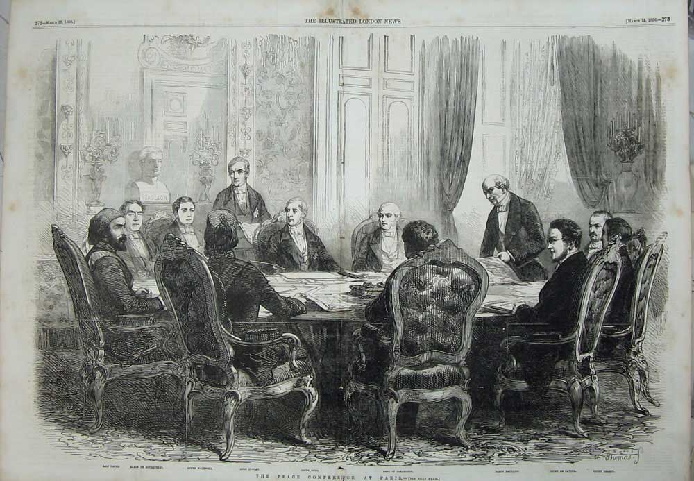 Old Antique Print Peace Conference Paris 1856 Cowley Clarendon Brunnow 19th