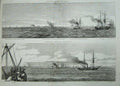Old Antique Print 1855 Cronstadt Fort Alexander Ships Merlin Dragon War 19th