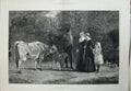 Old Antique Print 1883 Heywood Hardy Fine Art Country Animals Cow People 19th