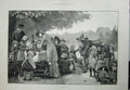 Old Antique Print Day Out Arcadia 1881 Children Picnic Country Cow Art 19th