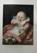 Old Antique Print 1890 Colour Portrait Little Baby Carriere Home Ruler 19th