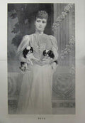 Original Old Antique Print 1896 Beautiful Woman Puppy Dogs Pets 19th