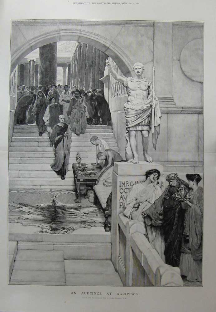 Old Antique Print 1901 Audience Agrippa'S People Alma-Tademia Fine Art 20th
