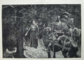 Antique Old Print 1883 Luther Prisoner Saxon Knights Forest Thuringia Art 19th