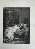 Old Antique Print 1874 Le Livre Serieux Ladies Sleeping Toulmouche Art 19th