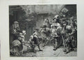 Old Antique Print 1874 Emeute Sixteenth Century Stainland Children Men 19th