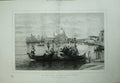 Antique Old Print 1875 Canal Boat Campo Santo Sailing Ship Carla Montalba 19th