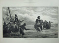 Original Old Antique Print 1877 Staniland Fine Art Fugitives Ship Siers Priest
