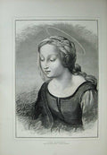 Old Antique Print Portrait The Madonna La Belle Jardiniere Raffaelle Art